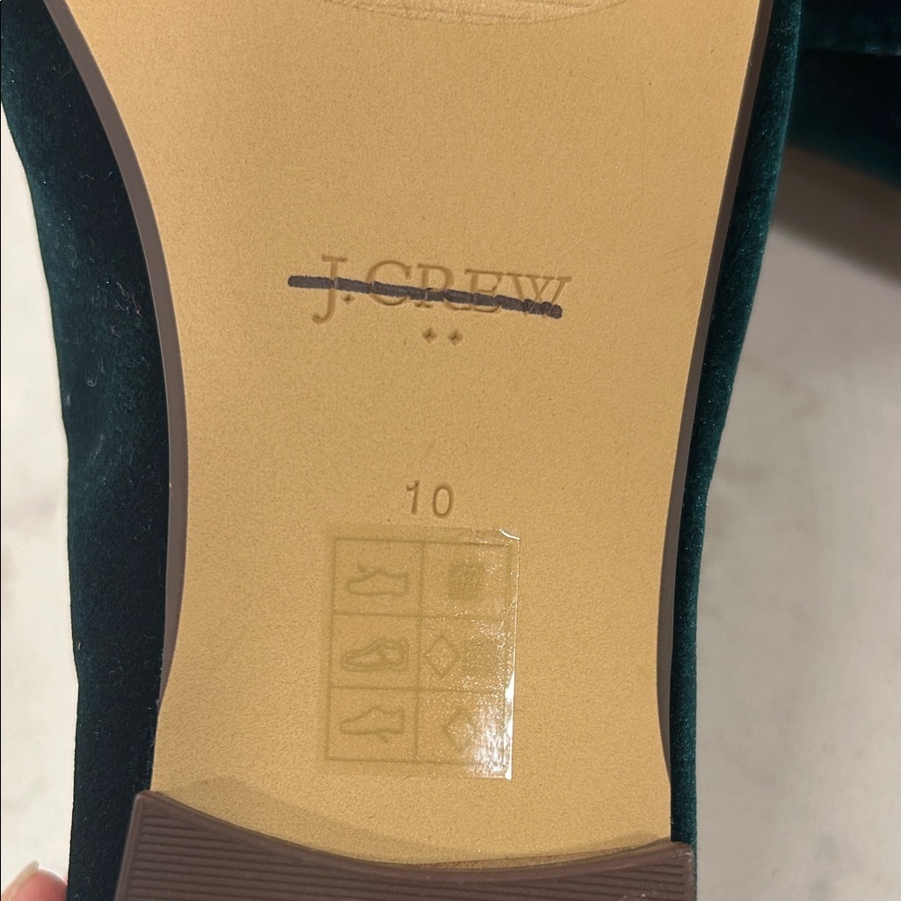 J. Crew Velvet Bit Green Elegant Holiday Loafers with Gold Accent 10 NWT - Picture 7 of 14